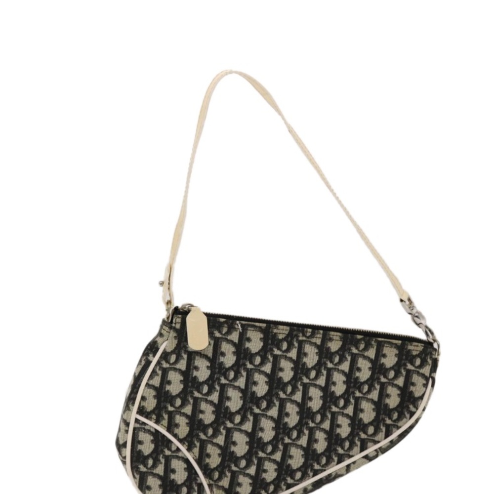 CHRISTIAN DIOR TROTTER Canvas Saddle Pouch Black/ White PREOWNED - Picture 13 of 16